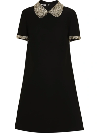 Miu Miu Crystal-embellished Dress In Black