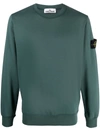 Stone Island Compass-patch Crewneck Sweatshirt In Green