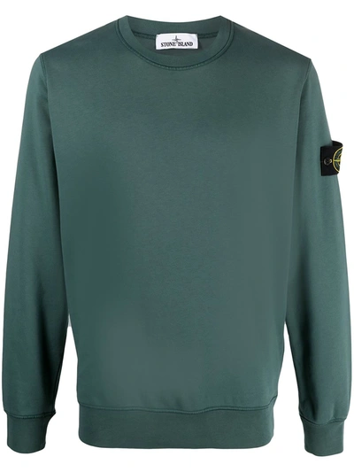 Stone Island Compass-patch Crewneck Sweatshirt In Green