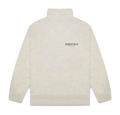 Pre-owned Fear Of God Essentials Pull-over Mockneck Sweatshirt Oatmeal Heather In Oatmeal/oatmeal Heather/light Heather Oatmeal