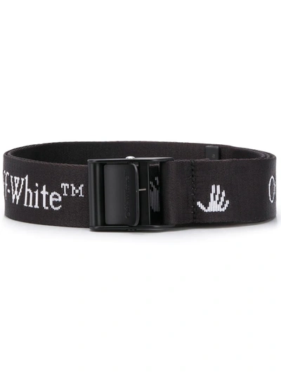 Off-white Logo Industrial Woven Belt In Black,white