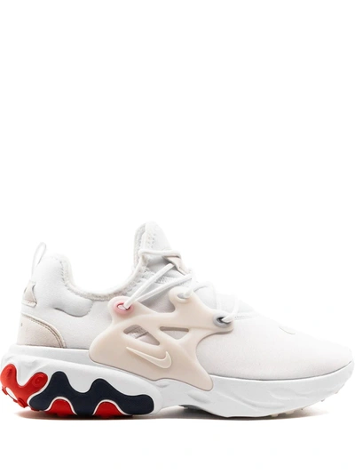 Nike React Presto Flyknit Sneakers In White And Vast Gray In White