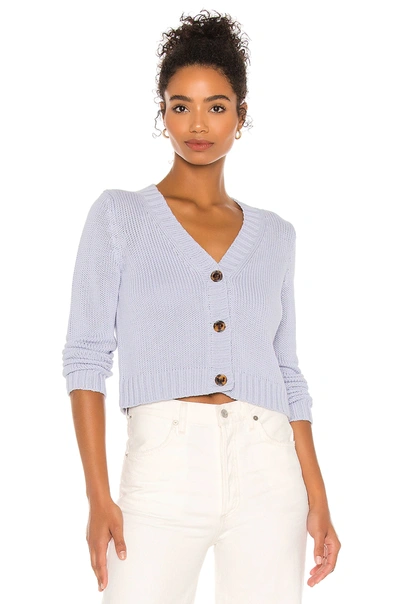 525 America Cropped V Neck Cardigan In Ice Blue