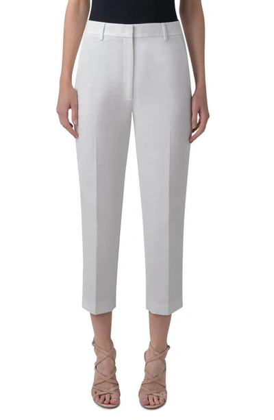 Akris Flavin Double Weave Cotton Ankle Pants In Ecru