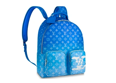Pre-owned Louis Vuitton Backpack Multipocket Clouds Monogram Blue
