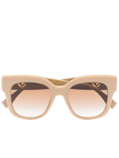 Fendi Beige Oversized Square Sunglasses In Neutrals