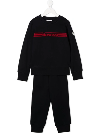 Moncler Kids' Logo-print Two-piece Tracksuit In Black