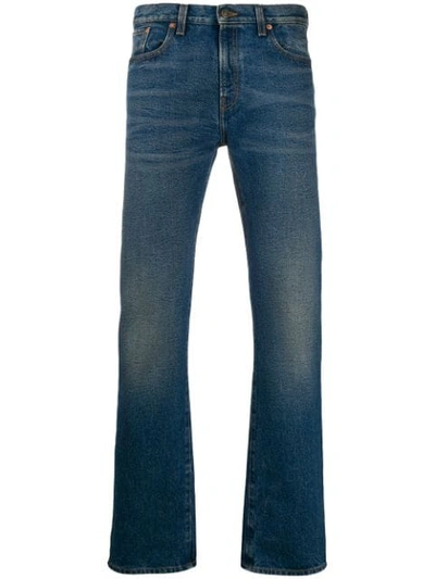 Gucci Distressed Straight-leg Jeans In Blue