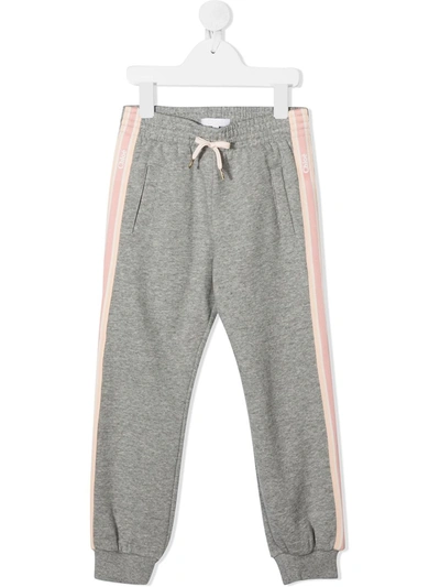 Chloé Kids' Logo Tape Track Pants In Grey