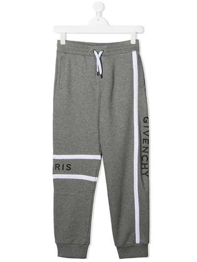 Givenchy Teen Striped Drawstring Track Trousers In Grey