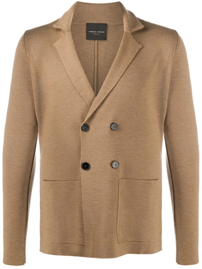 Roberto Collina Double-breasted Merino Cardigan In Beige