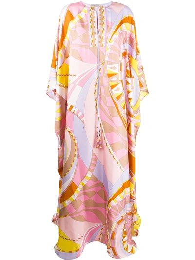 Emilio Pucci Maxi Wally Print Kaftan Dress In Multicolour