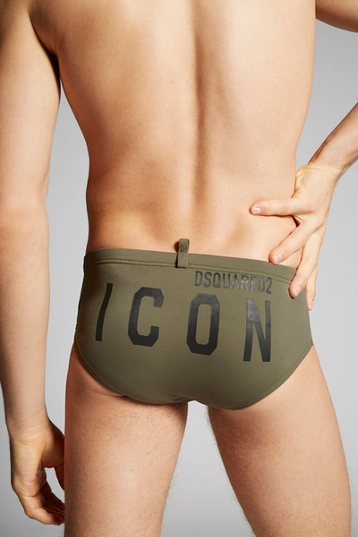 Dsquared2 Men Brief Trunks In Military Green