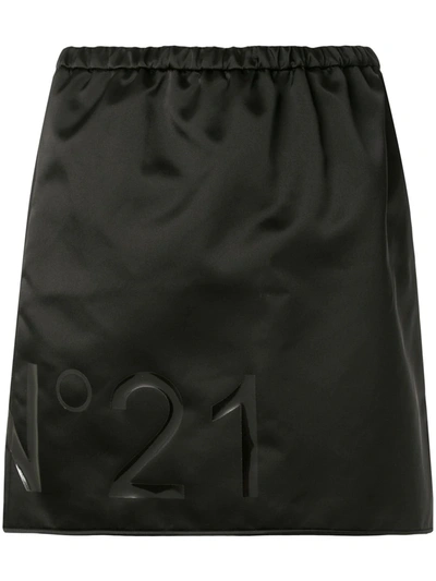 N°21 Laminated Logo Mini Skirt In Black