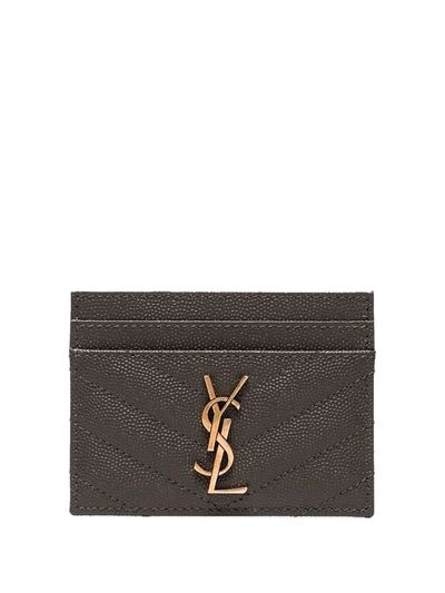 SAINT LAURENT Monogramme quilted textured-leather cardholder