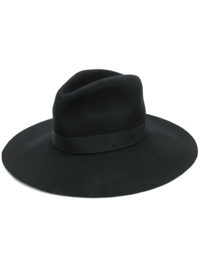 Dsquared2 Knitted Wide Brim Fedora Hat In Nero