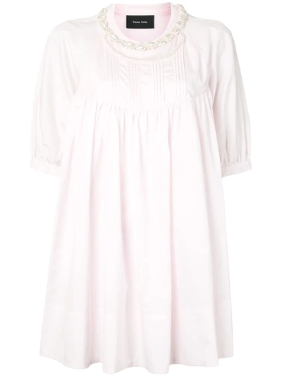 Simone Rocha Faux-pearl Embellished Cotton Blouse In Pink
