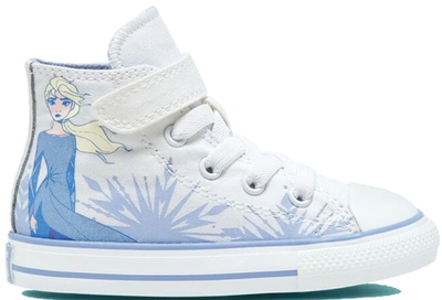 Pre-owned Converse  Chuck Taylor All-star Hi Frozen 2 Elsa (td) In White/blue Heron-white