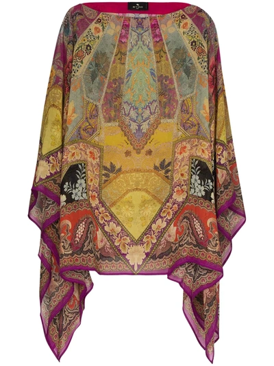 Etro Women's Stained Glass Silk Poncho In Multicolor