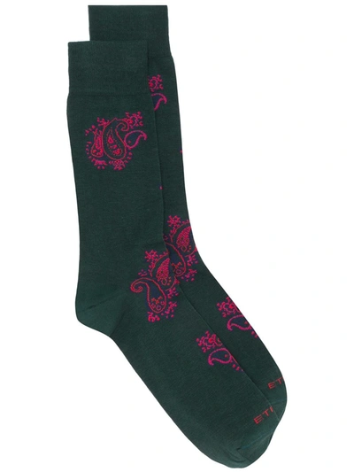 Etro Cotton Ankle Socks With Paisley In 0500