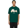 Palm Angels Bear Print Over Cotton Jersey T-shirt In Green