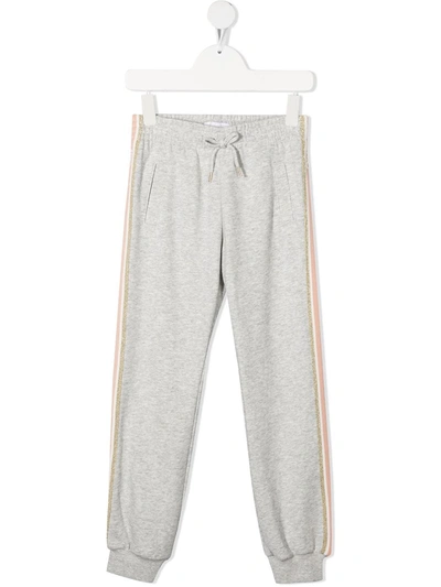 Chloé Kids' Contrasting Side Stripes Trousers In Grey