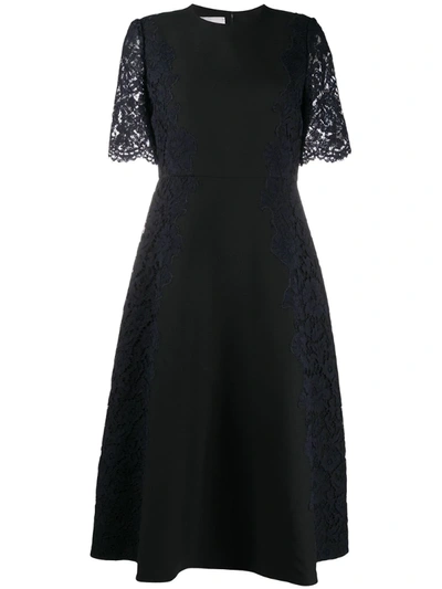 Valentino Lace Sleeve Dress In Black