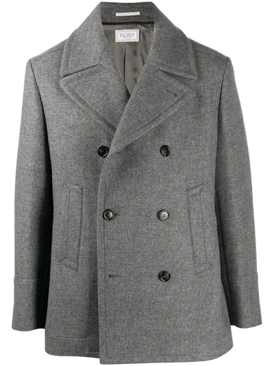 Brunello Cucinelli Double-breasted Virgin Wool Coat In Grey
