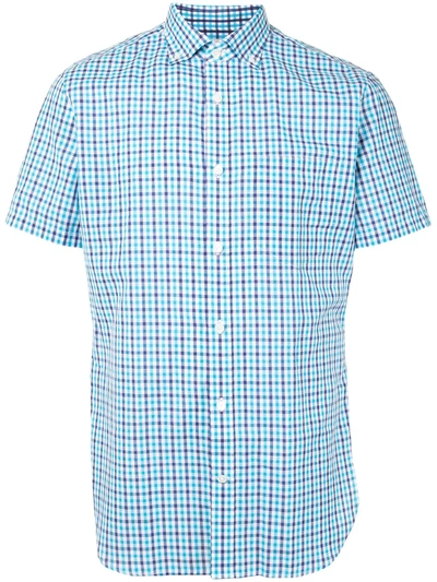 Kent & Curwen Check Print Button-down Shirt In Blue