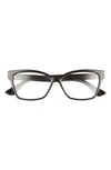 Gucci 55mm Rectangular Optical Glasses In Black