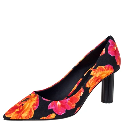 Pre-owned Ferragamo Floral Fabric Badia Pointed Toe Pumps Size 38.5 In Multicolor