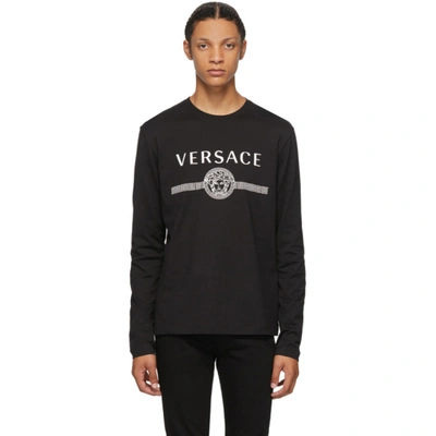 Versace Black Medusa Logo Long Sleeve T-shirt In A008 Black