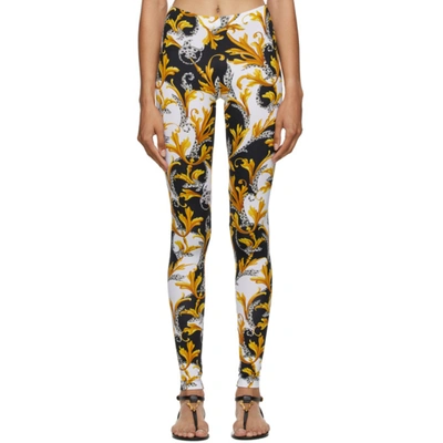 Versace Barocco Acanthus Print Leggings In White