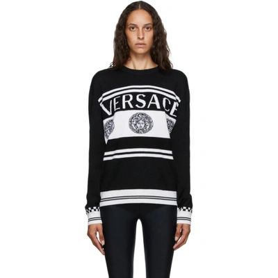 Versace Black And White Vintage Medusa Sweater In A2024 Black