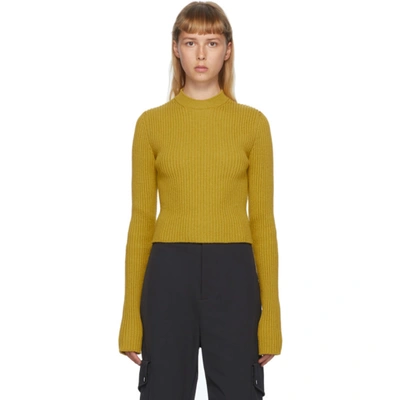 Bottega Veneta Elongated-sleeve Ribbed Sweater In Yellow