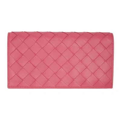 Bottega Veneta Pink Intrecciato Continental Wallet In Fuchsia,pink