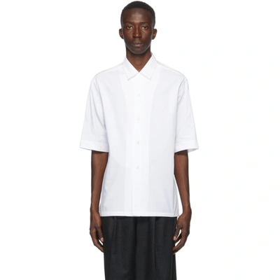 Bottega Veneta White Cotton Poplin Short Sleeve Shirt In Chalk