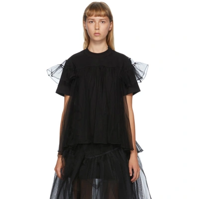 Shushu-tong Shushu/tong Ssense Exclusive Black Tulle Overlay T-shirt