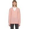 Alexander Wang T Alexanderwang.t Pink And White Bi-layer Off-the-shoulder Sweater In Light Peach