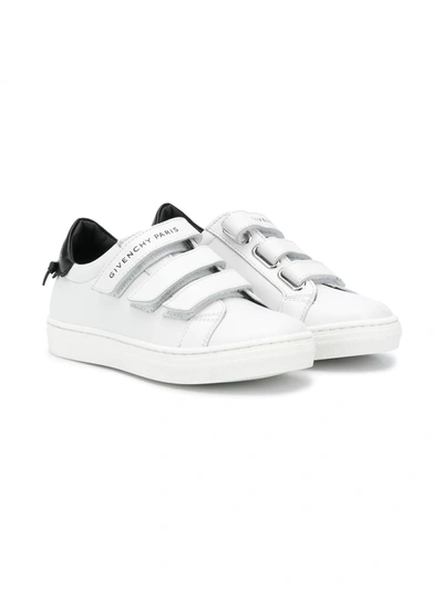 Givenchy Kids' Logo-print Touch Strap Trainers In 10b White