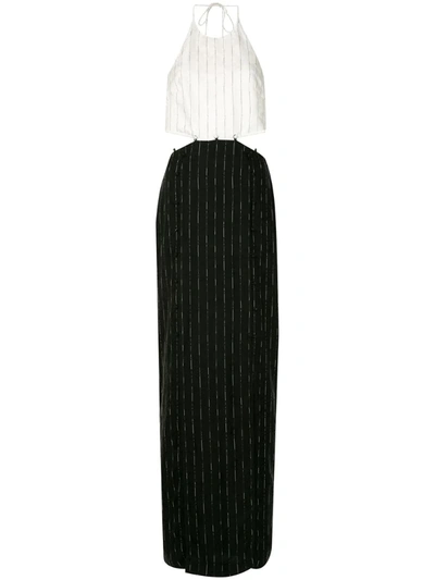 Dion Lee Pinstripe-print Panelled Gown In Black
