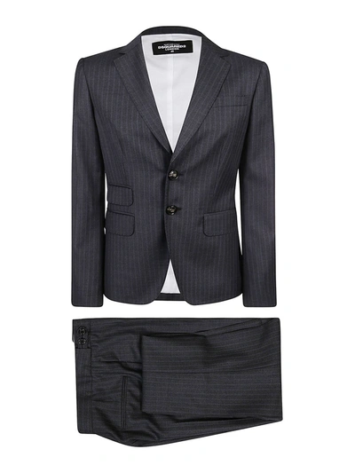 Dsquared2 Striped Suit In Dark Grey