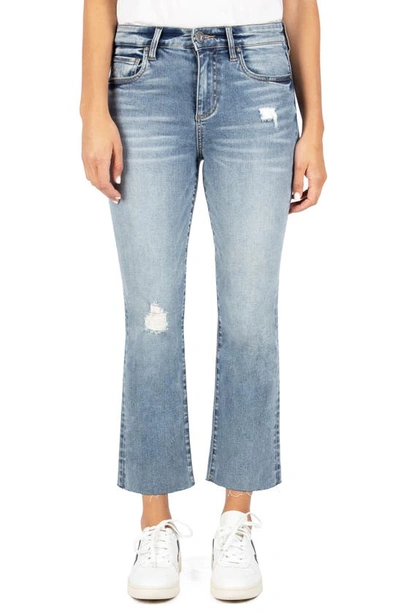 Kut From The Kloth Kelsey Distressed High Waist Kick Flare Jeans In Accrued