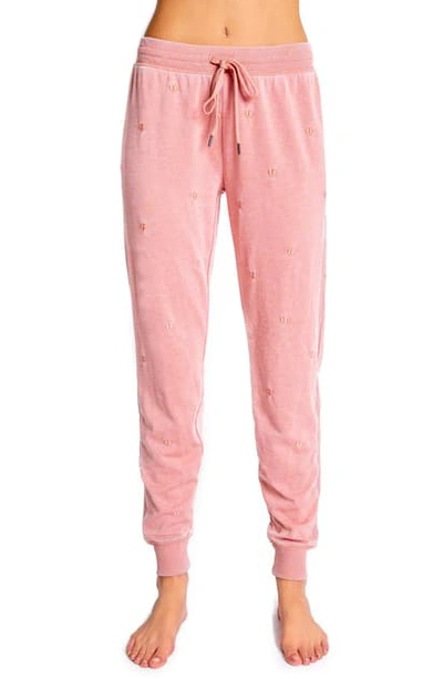 Pj Salvage Peace Embroidered Lounge Pants In Dusty Rose