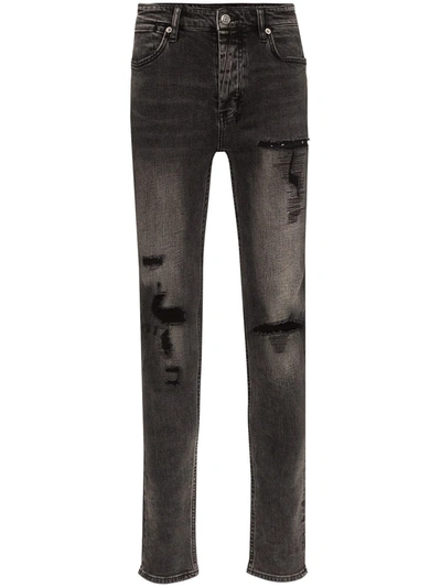 Ksubi Van Winkle Angst Thrash Grey Denim Jeans In Black