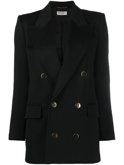 Saint Laurent Wool Blend And Cashmere Jacket In Black