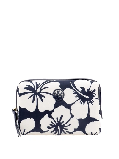 Tory Burch Perry Cosmetic Case In Blue And White