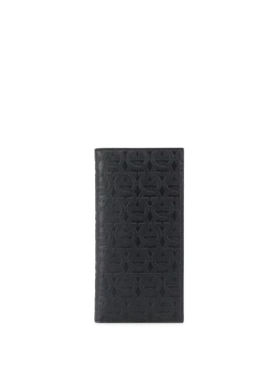 Ferragamo Embossed Leather Wallet In Black