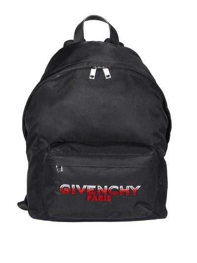 Givenchy Logo Print Nylon Backpack In Black And Red