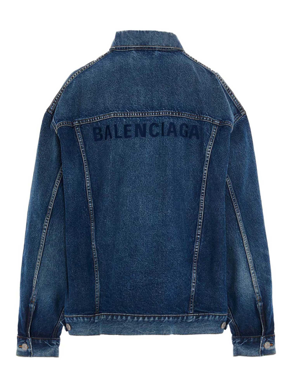 Balenciaga Oversized Denim Jacket With Embroidery In Blue | ModeSens